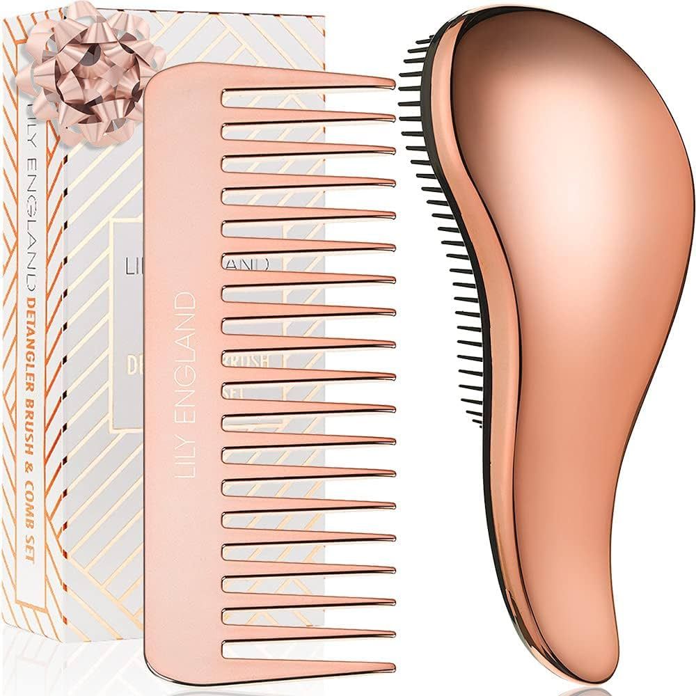 Detangling Brush and Wide Tooth Comb Set - Lightweight Hair Brush and Comb for Women and Kids Eas... | Amazon (US)