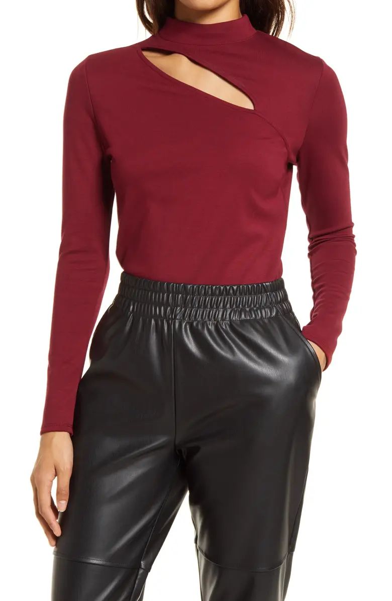 Cutout Mock Neck Knit Top | Nordstrom