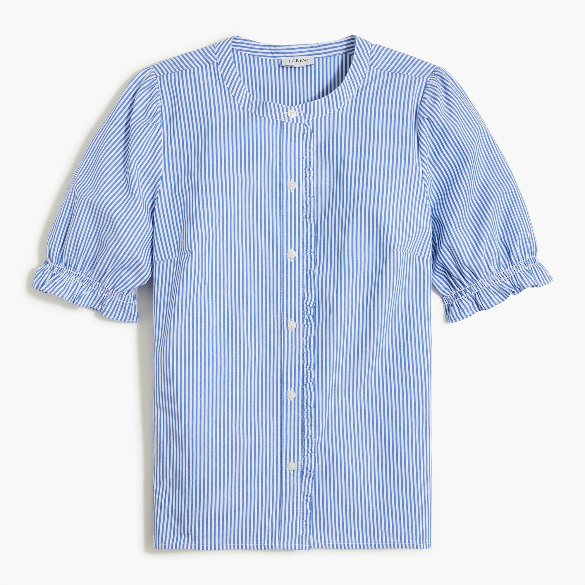 Cotton poplin puff-sleeve ruffle top | J.Crew Factory