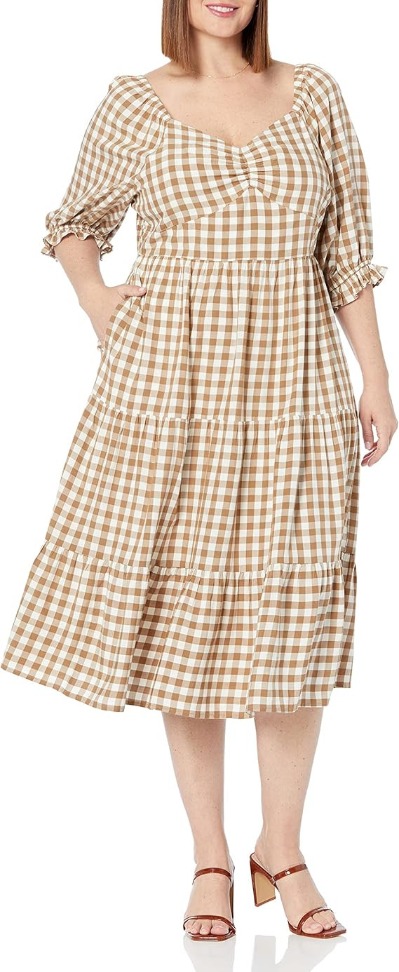 The Drop Women's Amara Sweetheart Neckline Smocked Back Tiered Midi Dress | Amazon (US)