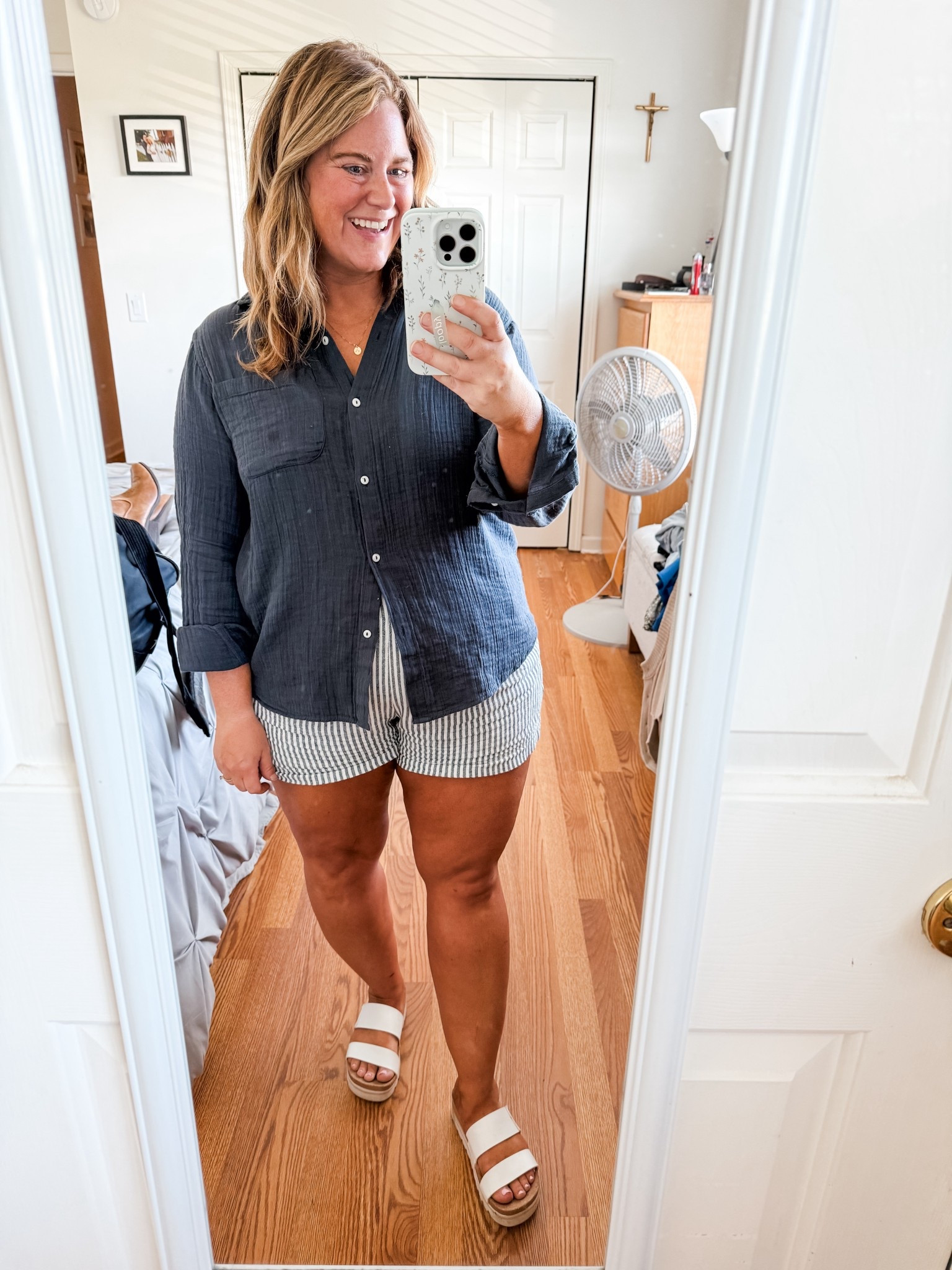 Wearing a large in my gauze button down and a large in my linen shorts  

#LTKMidsize #LTKSeasonal #LTKmomlife