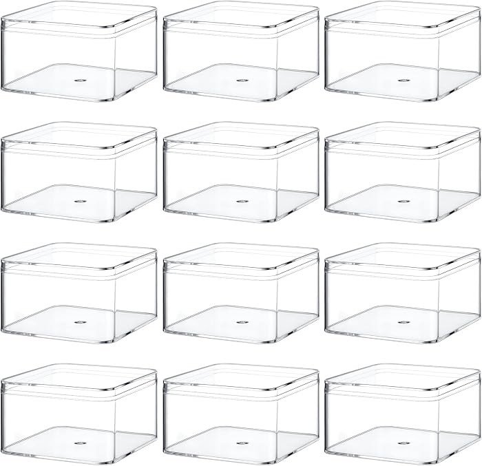 12 Pcs Clear Acrylic Box with Lid Plastic Small Acrylic Boxes Decorative Storage Box Jewelry Disp... | Amazon (US)