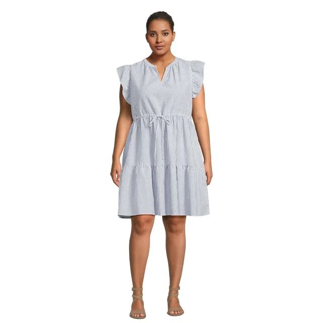 Time and Tru Women's Mini Dress with Flutter Sleeves, Sizes XS-4X | Walmart (US)