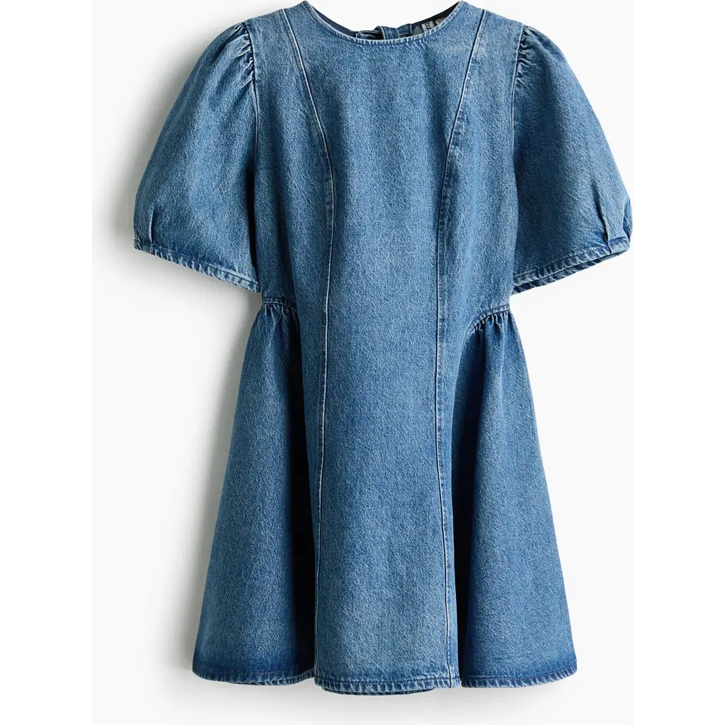 H&M Flared-skirt Denim Dress in Denim Blue at Nordstrom, Size Small | Nordstrom