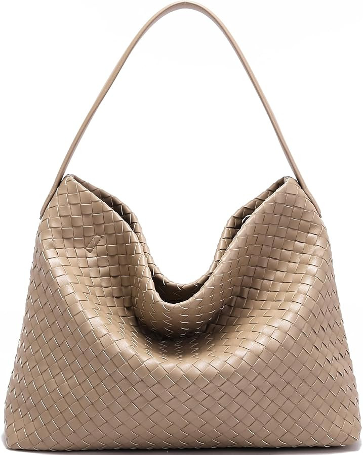 Suede Woven Tote Bag for Women: Handwoven Vegan Leather Purse & Pockets for Style & Travel - Adju... | Amazon (US)