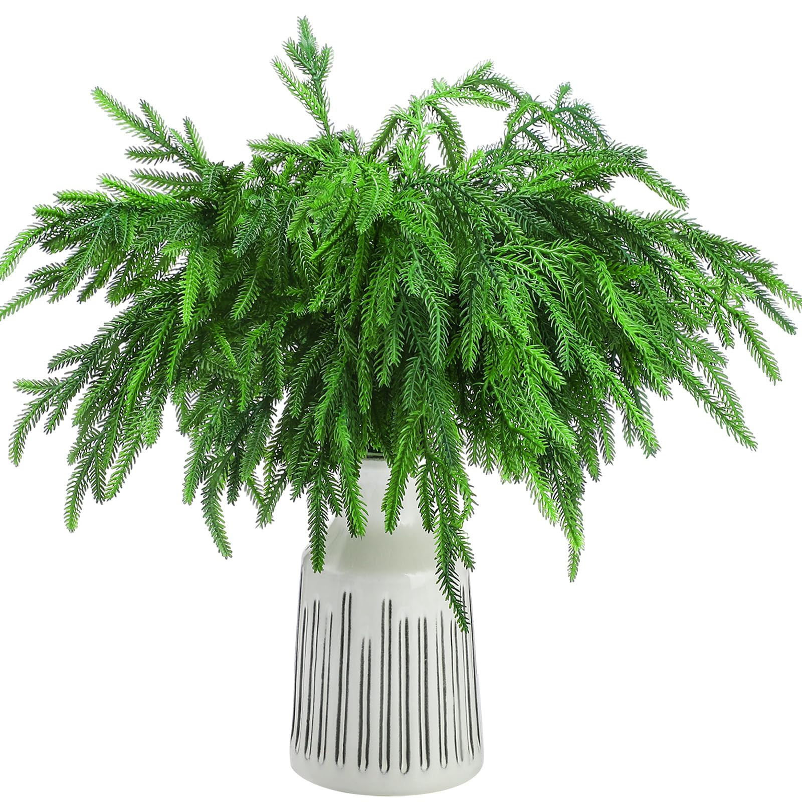 Jutom 12 Pcs Christmas Norfolk Pine Branches, Norfolk Pine Artificial Christmas Branches DIY Craf... | Amazon (US)