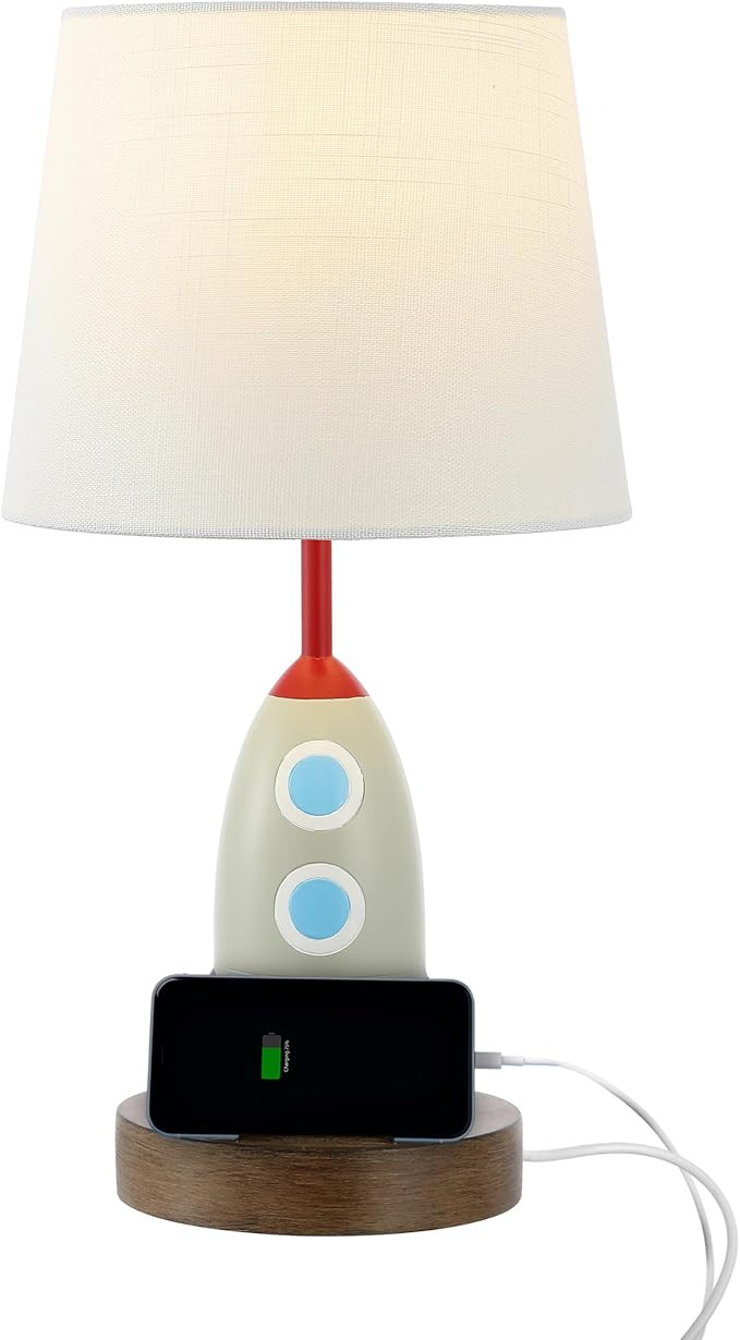JONATHAN Y JYL6310A Houston 17.5" Coastal Style Iron/Resin Rocket LED Kids' Table Lamp with Phone... | Amazon (US)