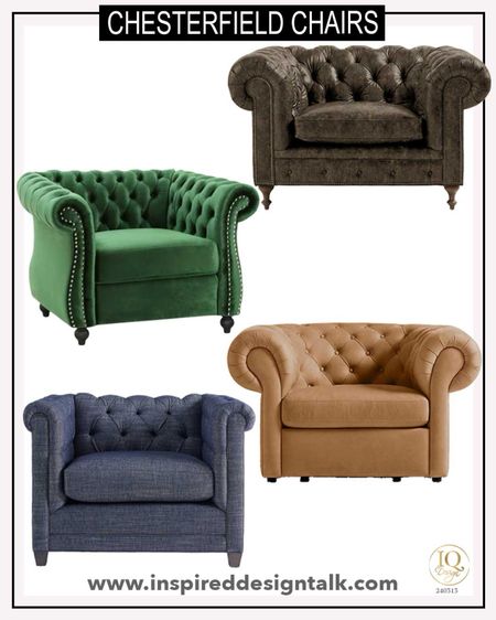 Chesterfield chair ideas to update your living room, bedroom, den, or basement. 

#LTKhome #LTKover40 #LTKstyletip