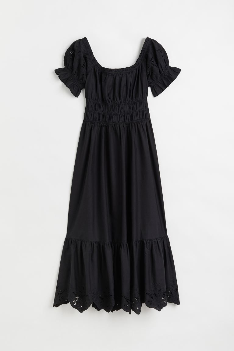 Off-the-shoulder broderie anglaise-detail dress | H&M (UK, MY, IN, SG, PH, TW, HK)