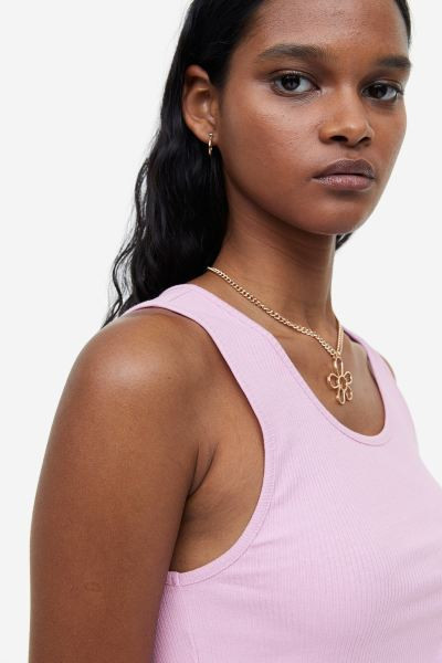 Ribbed Cotton Tank Top - Light pink - Ladies | H&M US | H&M (US + CA)
