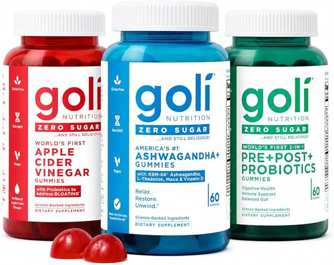 Goli Zero Sugar Trio - World's First 3-in-1 Pre, Post, Probiotic, Apple Cider Vinegar with Vitami... | Amazon (US)