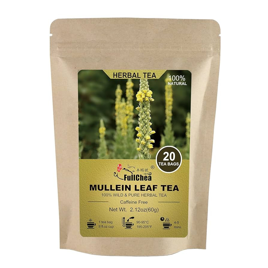 FullChea - Mullein Leaf Tea Bags, 20 Teabags, 3g/bag For Lungs - Non-GMO - Caffeine-free - Natura... | Amazon (US)