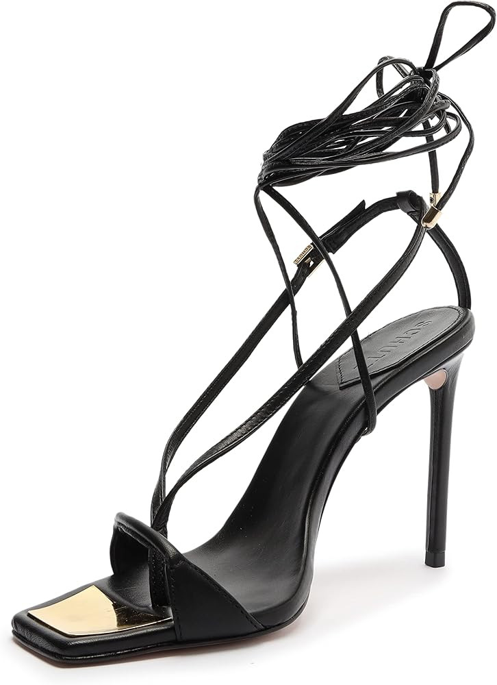 SCHUTZ Women's Vikki T-Strap Lace Up Heeled Sandal | Amazon (US)