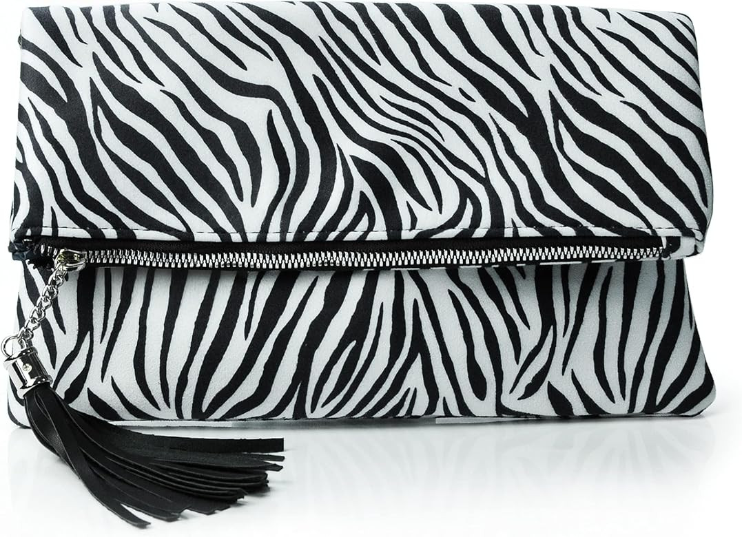 Leopard Zipper Foldover Clutch Envelope Purse Women Cross body Bag with Chain Strap | Amazon (US)