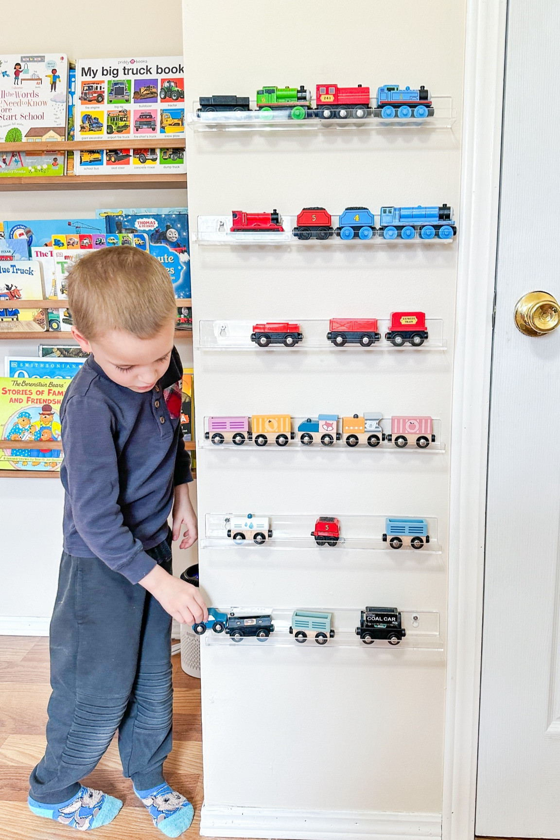 Check out how I organized my son's toy train collection, with an Easy DIY Toy Train Storage & Display! Acrylic shelves for $20 from Amazon!

#LTKfamily #LTKkids #LTKhome