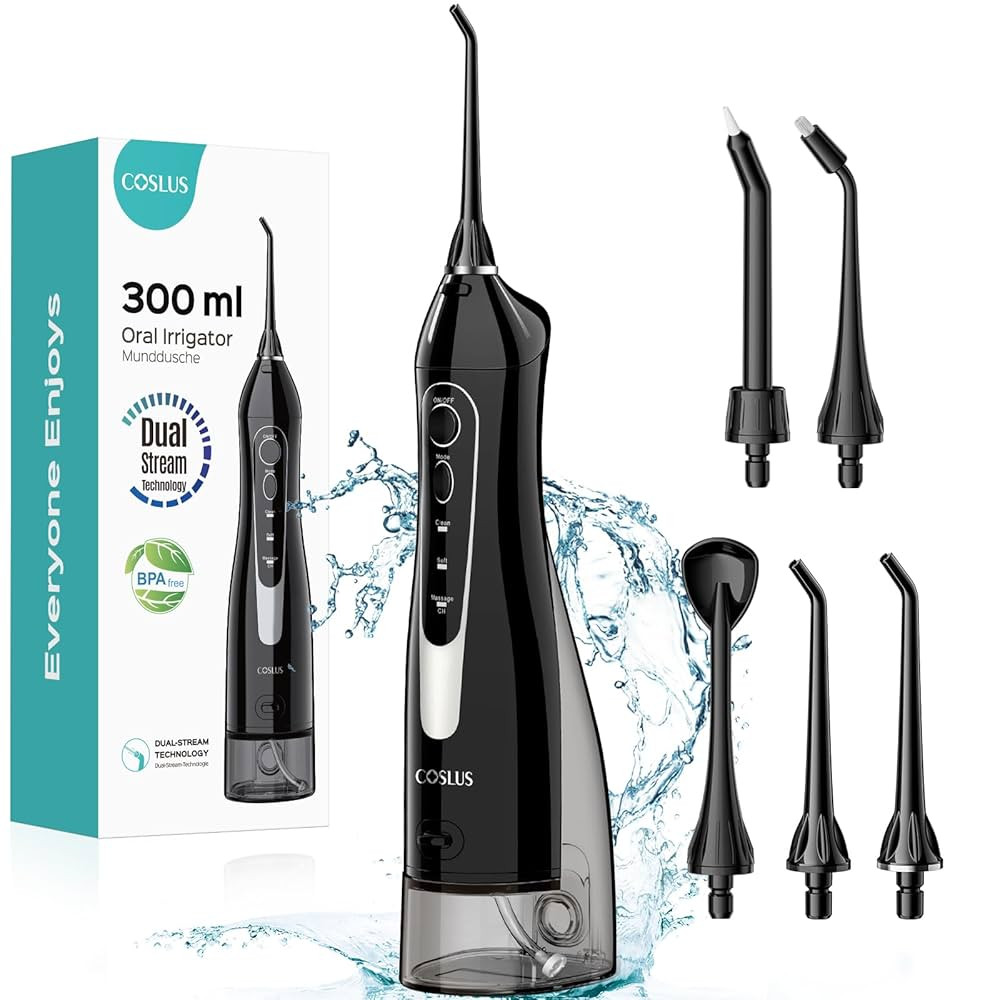 COSLUS Water Dental Flosser Teeth Pick: Portable Cordless Oral Irrigator 300ML Rechargeable Trave... | Amazon (US)