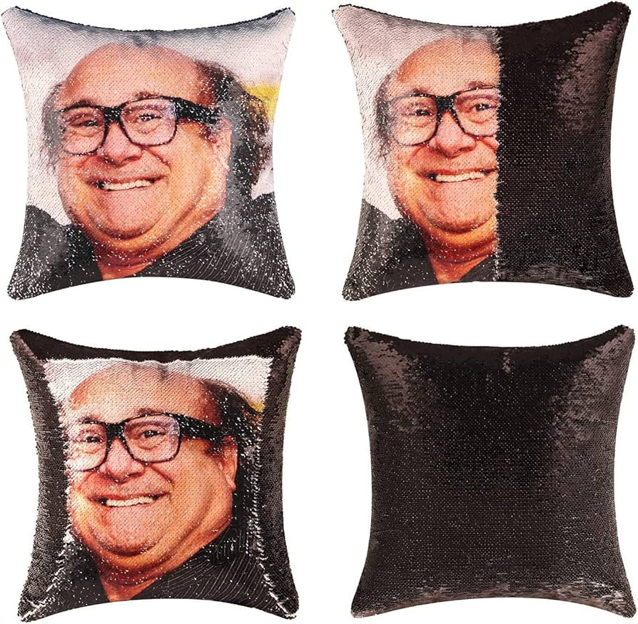 Danny Devito Funny Sequin Throw Pillow Cover Magic Reversible White Elephant Gifts Sequin Pillow ... | Amazon (US)