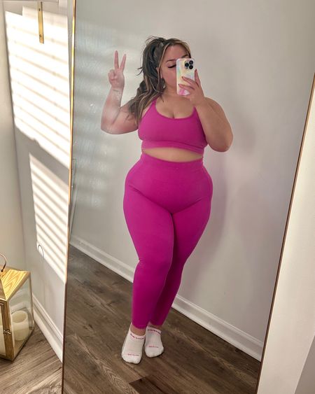 Target JoyLab pink ribbed workout set. Wearing size XL #plussize #curvy #target 

#LTKfit #LTKcurves