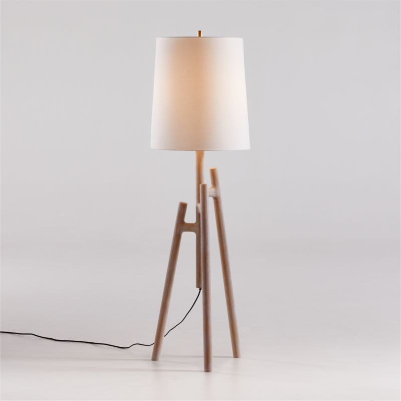 Lockeland Natural Wood Tripod Floor Lamp 67" + Reviews | Crate & Barrel | Crate & Barrel