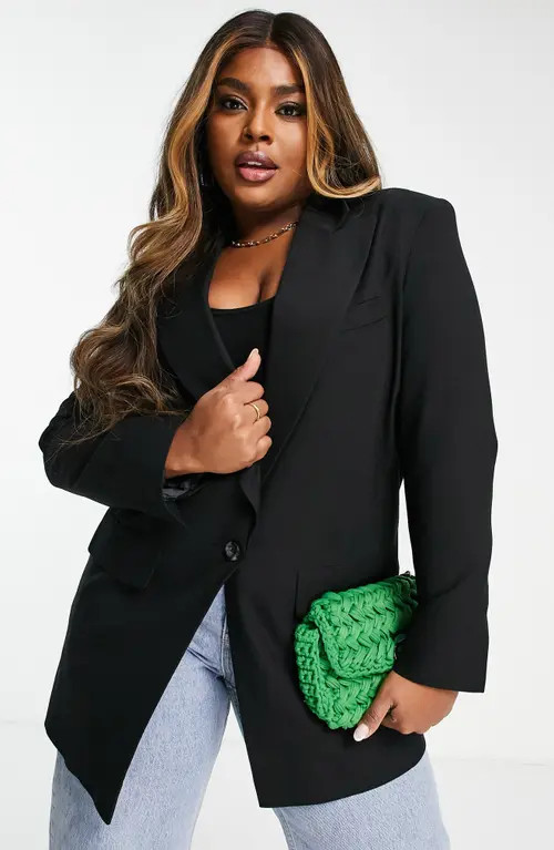 ASOS DESIGN Curve Longline Blazer in Black at Nordstrom, Size 16W Us | Nordstrom