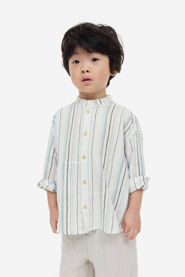 Linen-blend grandad shirt | H&M (UK, MY, IN, SG, PH, TW, HK)