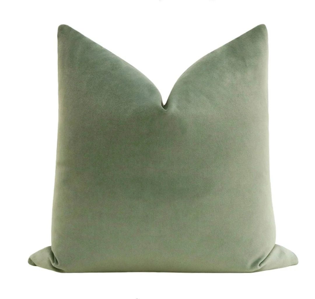 Society Velvet // Eucalyptus Pillow Green Velvet Designer Velvet Velvet Pillow - Etsy | Etsy (US)