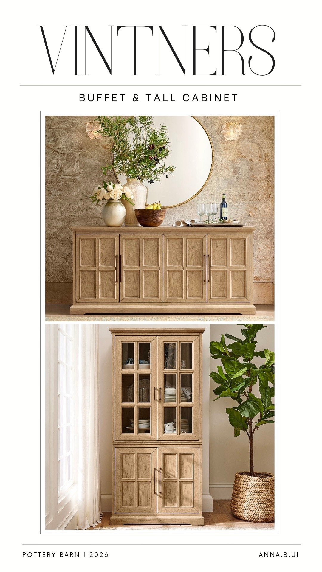 New at Pottery Barn & such a standout!  💫 The Vintners Buffet and Vintners Tall Cabinet bring a beautifully elevated, high-end feel with their eye-catching geometric molded fronts. Crafted from rubberwood, MDF, and oak veneers in a soft Savanna finish, these pieces feel substantial, well-made, and timeless. ☺️ I love how the neutral tone works seamlessly in so many spaces—from dining rooms to living rooms or even a chic entryway—while offering plenty of hidden storage to keep things looking polished. I’ve linked more from the Vintners collection along with other similar styles worth considering! ✨ #PotteryBarn  #NeutralHome #FurnitureFinds

#LTKSaleAlert #LTKHome