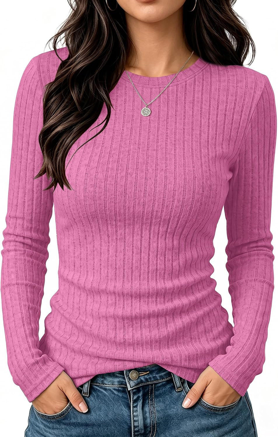 RUMIA Crewneck Sweaters for Women Long Sleeve Fall Pullover Tops Shirt | Amazon (US)