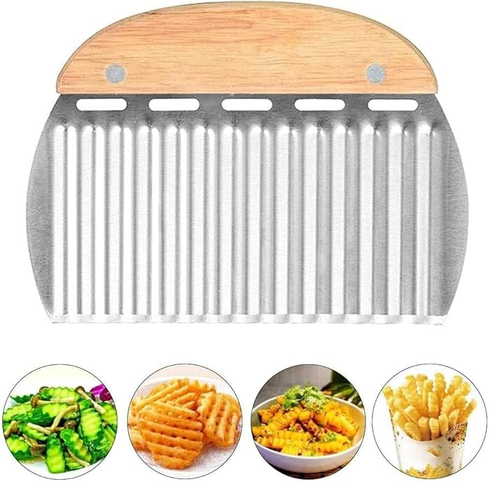 Crinkle Cutter for Veggies Stainless Steel Potato Carrot Chip Vegetable Crinkle Wavy Chopper Cutt... | Amazon (US)
