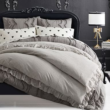 The Emily & Meritt Ruffle Stripe Duvet Cover + Sham | Pottery Barn Teen