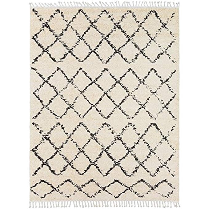 Surya Berber Shag-7 x 10' 3" Area Rug 7 x 3, 7'10" x 10'3", Cream | Amazon (US)