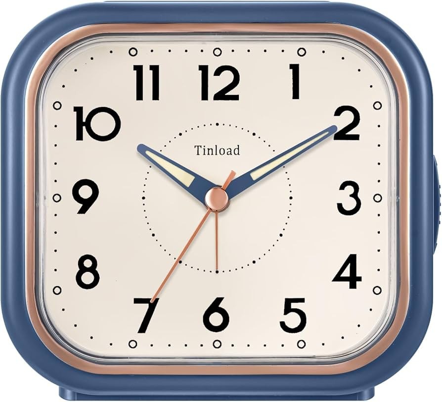 4.5" Vintage Retro Analog Alarm Clock, Super Silent Non Ticking Clock with Night Light, Snooze, B... | Amazon (US)