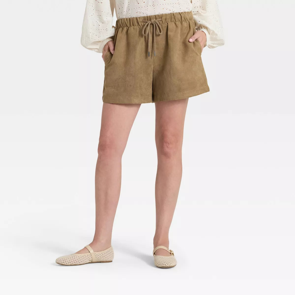 Women's High-Rise Faux Suede Pull-On Shorts - Universal Thread™ Brown | Target