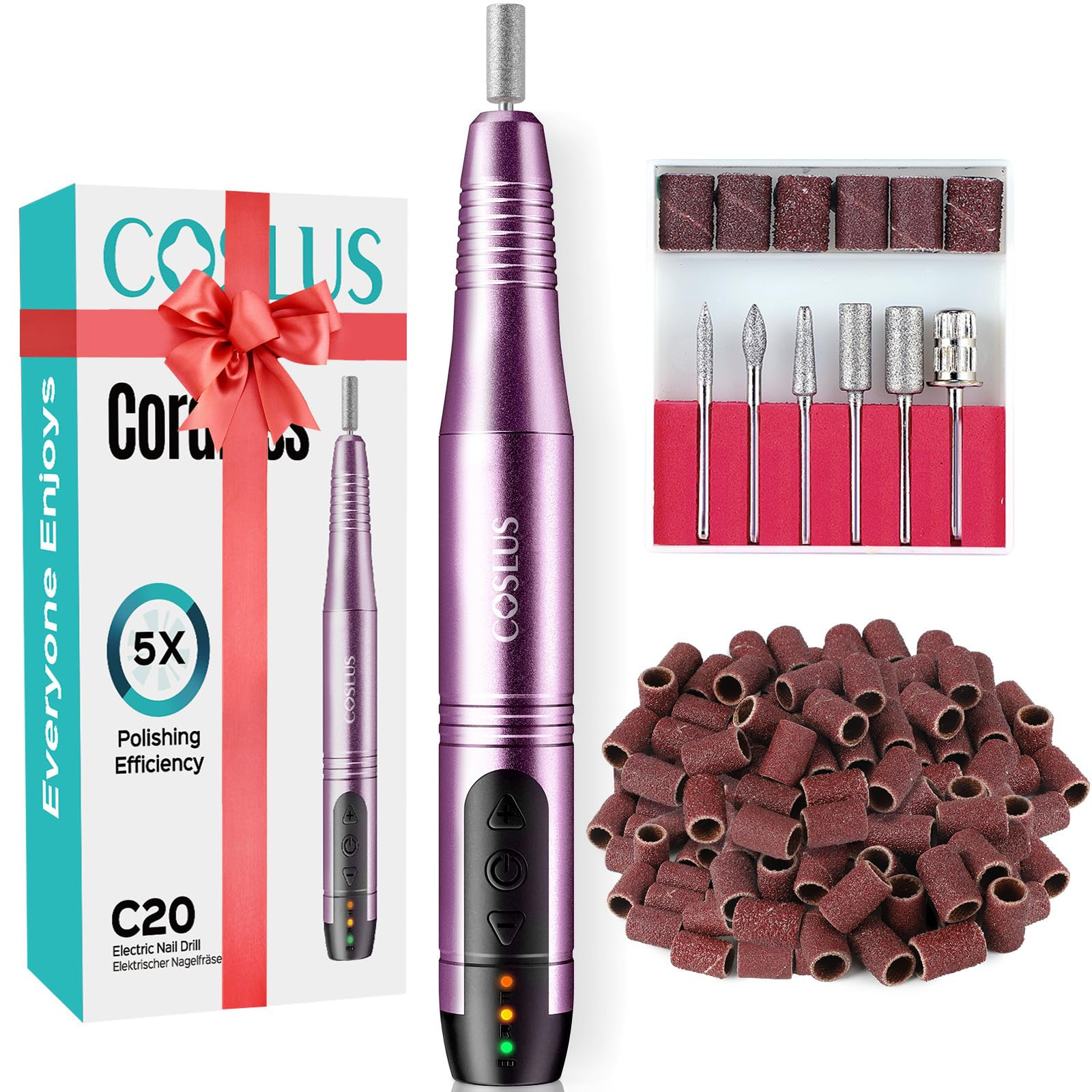 COSLUS C20 Cordless Nail Drill Electric File: Professional for Acrylic Gel Dip Powder Nails Porta... | Amazon (US)