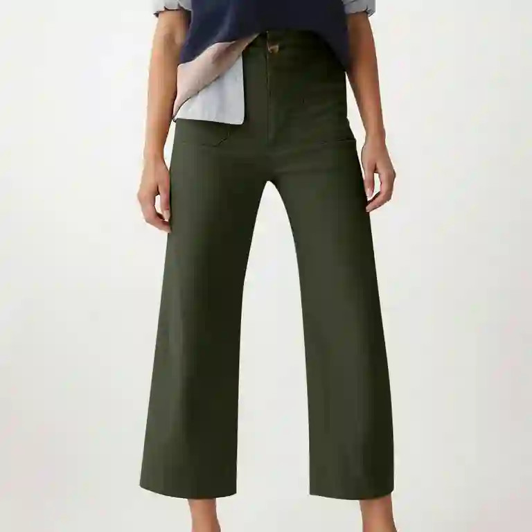 Womens High Waisted Cropped Wide Leg Stretchy Straight Pants Trousers with Pockets | Walmart (US)