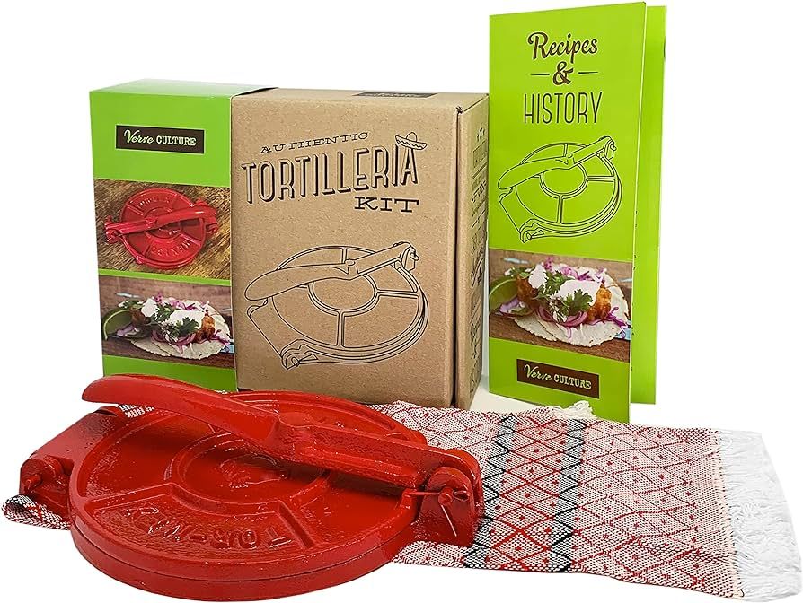 Verve Culture Kit de tortillería artesanal - Prensa de tortilla de hierro fundido de 6" | Amazon (US)