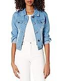 cover girl Women's Jeans Denim Jacket Crop Frayed Distressed Or Dark Basic, Faded Blue, Medium | Amazon (US)