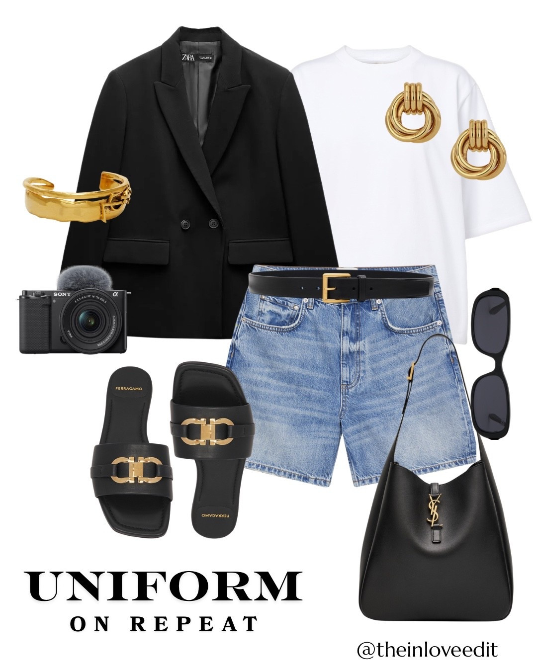 Black, white, and gold. It is the simplest way to create a chic, on-the-go outfit that will have people asking you how you do it! It is effortless, instantly elevated, yet ultimately casual. I never leave my house without this camera either.y favorite purchase as of late! Thr video quality is insane, the photos are gorgeous, and it is so user-friendly!