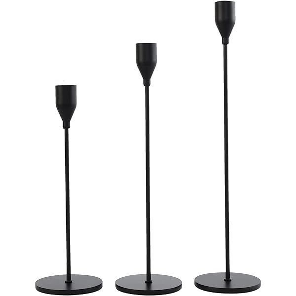 DEVI Candlestick Holders 3pcs, Black Taper Candle Holders for Candlesticks, Modern Farmhouse Fall Ho | Amazon (US)