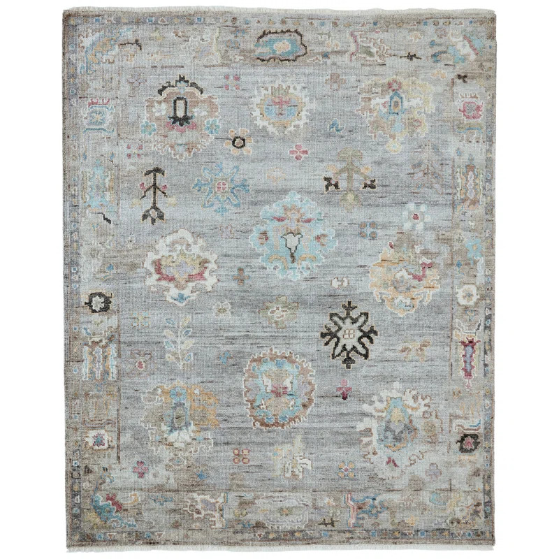 Francessca Hand Knotted Oriental Area Rug in Gray | Perigold