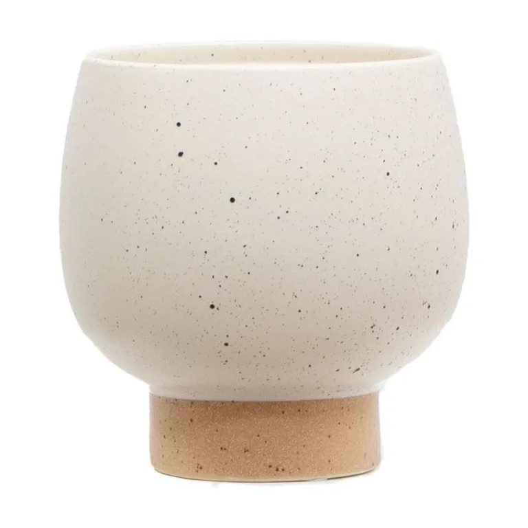 Mainstays 5.5"H Small Indoor Speckle Cream Ceramic Planter with Tan Base | Walmart (US)