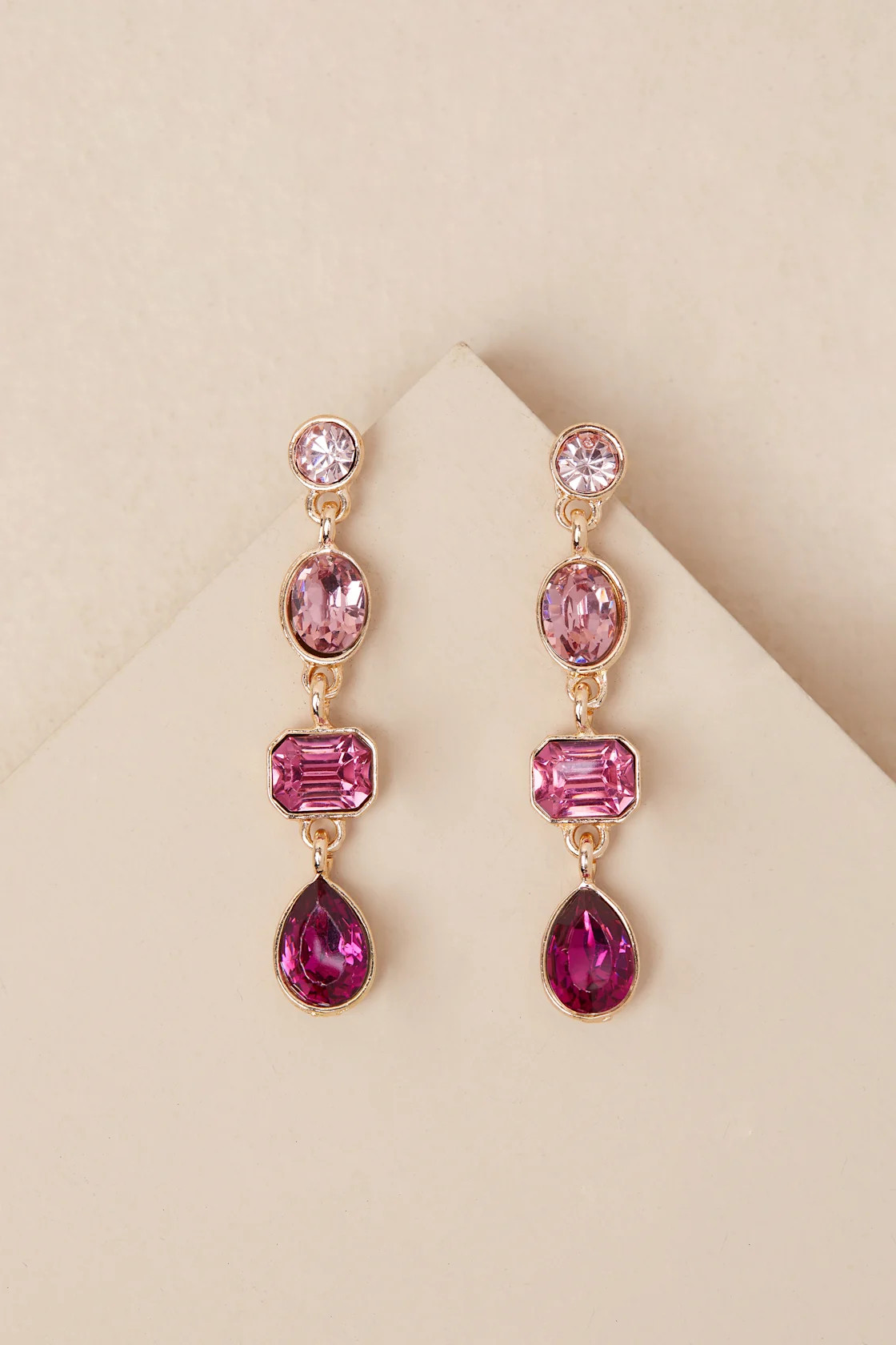 Precise Radiance Pink Rhinestone Drop Earrings | Lulus