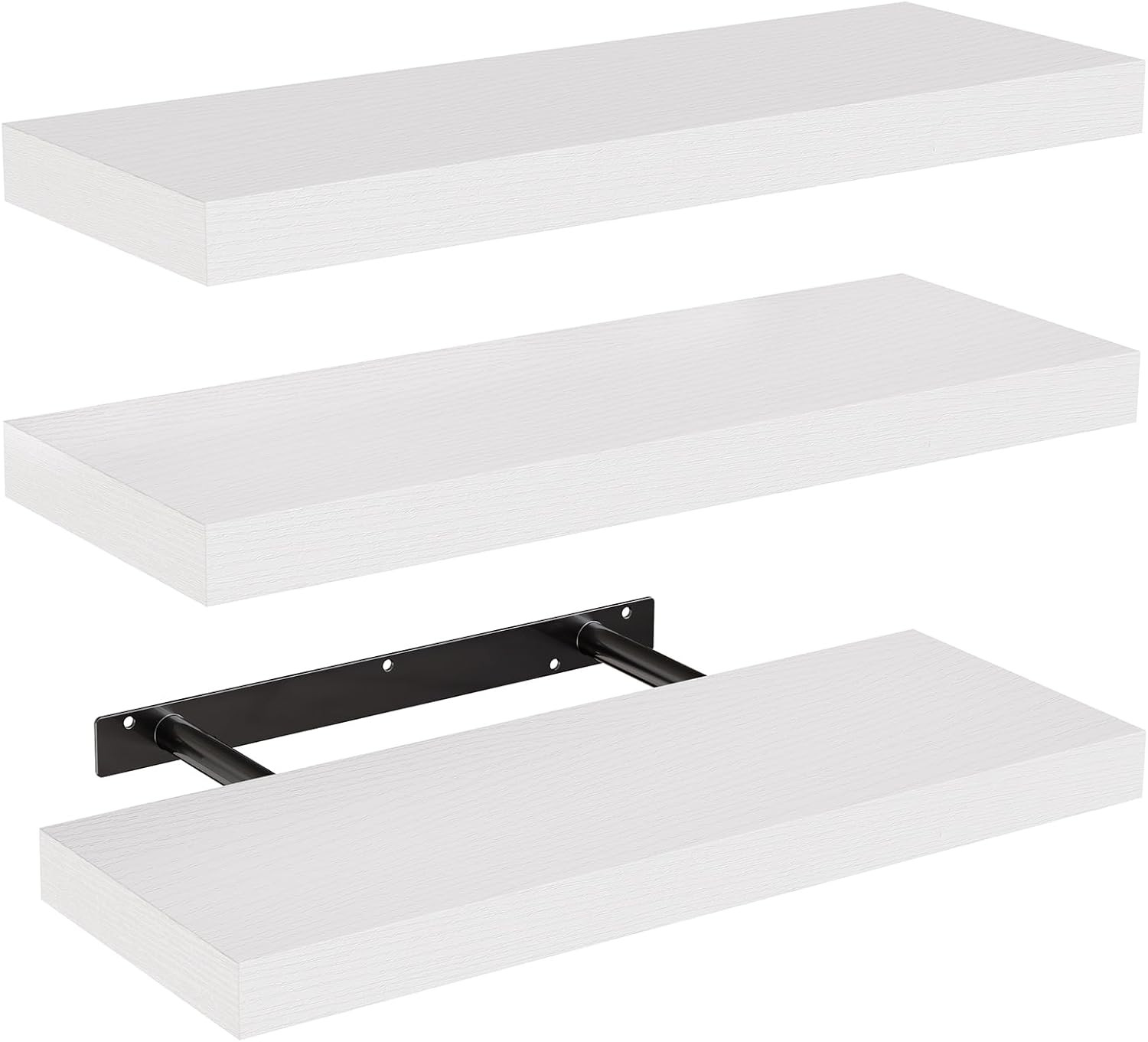 AMADA HOMEFURNISHING White Floating Shelves Invisible Wall Mounted 3 Sets, Modern Faux Wood Stora... | Amazon (CA)
