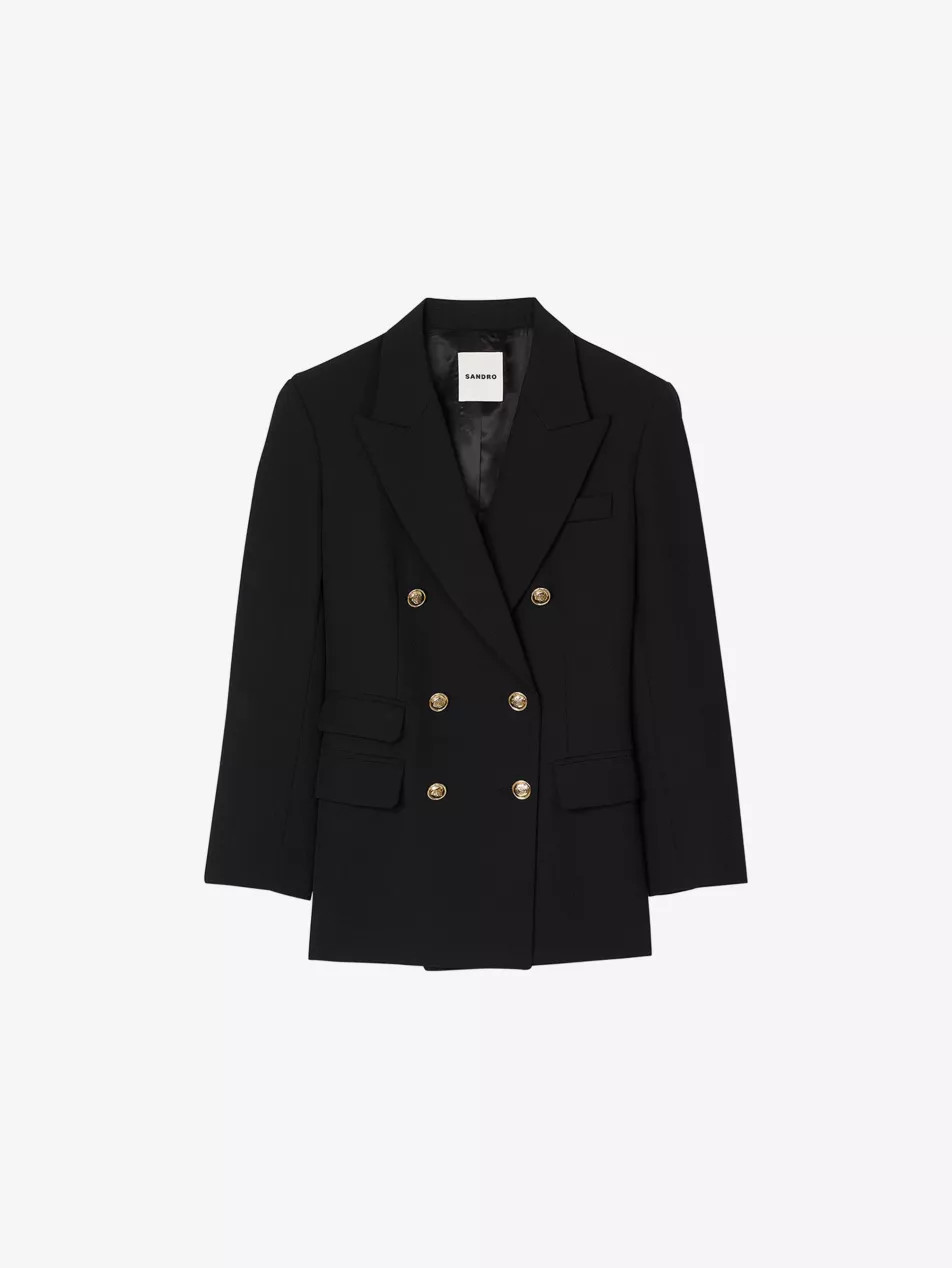 Lapel-collar double-breasted wool-blend blazer | Selfridges