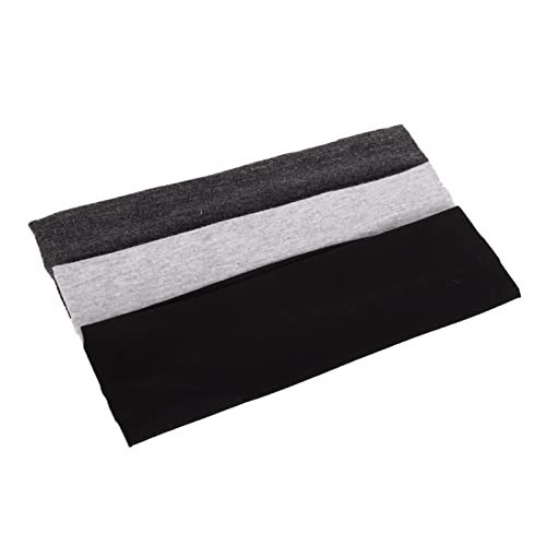 MapofBeauty 3 Pack Yoga Headbands Stretchy Cotton Head Band Hairwarp Sports Running Exercise Gym (Black/Dark Grey/Grey) | Amazon (US)
