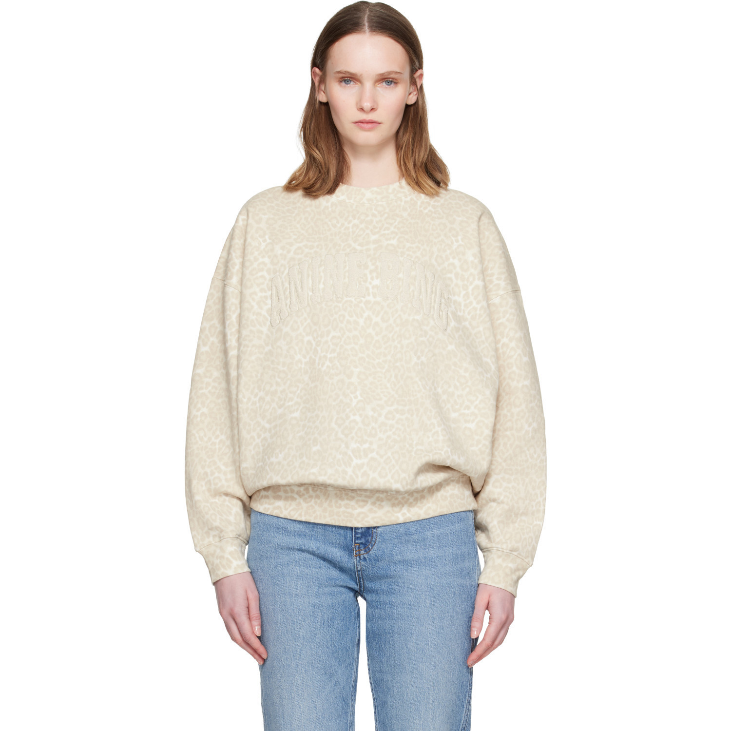 ANINE BING Beige 'Anine Bing' Miles Sweatshirt | SSENSE