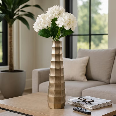 Decorative Tall Metal Vase for Living Room Decor - Elegant Flower Vase for Home Accent, Room, and Office Decor - Tabletop, and House Decor - 20", Gold | Target