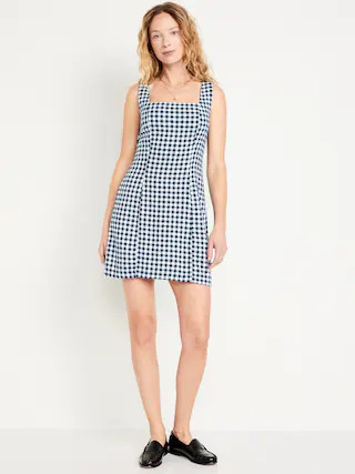 Square-Neck Linen-Blend Mini Dress | Old Navy (US)