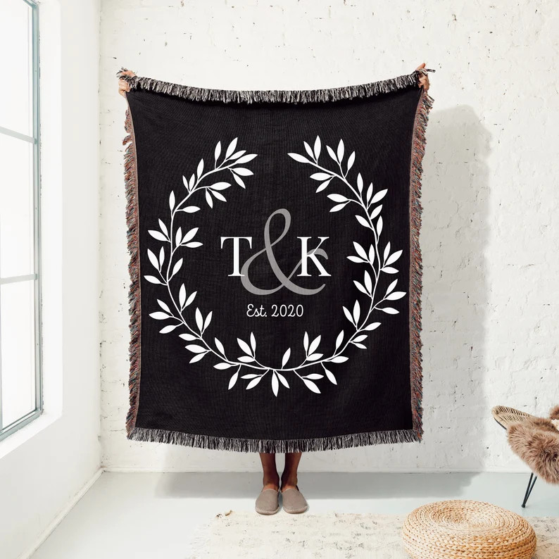 Cotton Anniversary Gift Mr and Mrs Blanket Family Name Blanket Girlfriend Boyfriend Engagement Gi... | Etsy (US)