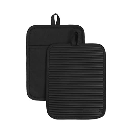 KitchenAid Ribbed Soft Silicone Water Resistant Pot Holder Set, Onyx Black, 2 Piece Set | Amazon (US)